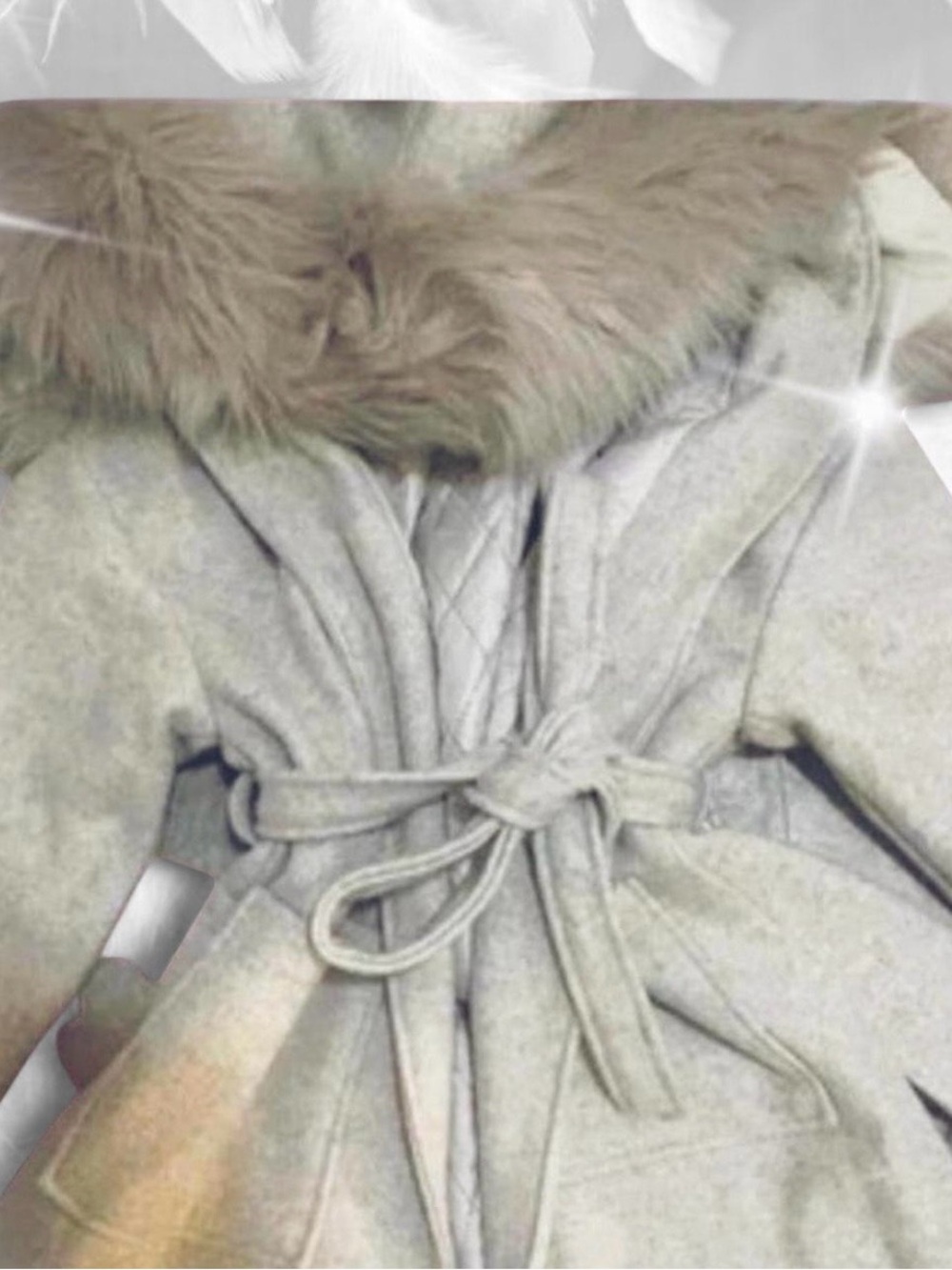 Grey Faux Fur Collar Wool Coat | Winter Coquette | Soft Girl Outerwear